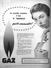 PRESS ADVERTISEMENT 1955 LES CUISINIÈRES 4 FEUX ET THERMOSTAT AVEC LE GAZ DE FRANCE