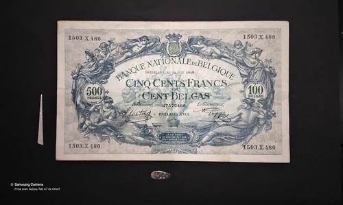 Billet banque 500fr belge - banque,