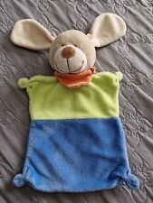 Doudou Plat Lapin Bleu Vert