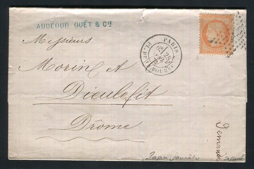 Rare lettre paris pour - rare,