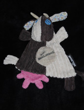 Doudou plat vache DEGLINGOS Baby Milkos velours brun marron beige rose  TTBE