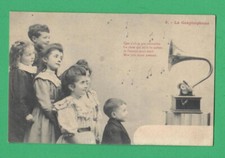 CHILDREN AND PHONOGRAPH GRAMOPHONE VINTAGE POSTCARD 989