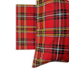 Housse de couette en flanelle de coton à motif tartan rouge avec taies d&#3
