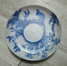 Antique CHINA porcelain bowl blue shade decor water chicken 18th century 19th century