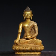 12.4" Rare Copper Venetian Medicine Buddha Statue in Chinese