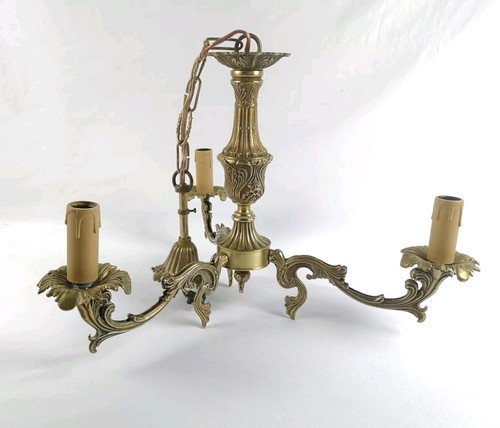 Ancien lustre bras laiton - 3,