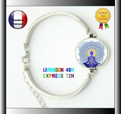 Bracelet cabochon verre - , lotus