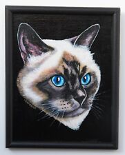 Portrait de chat birman aux yeux bleu. Repro vente directe artiste Lestoquoy V.