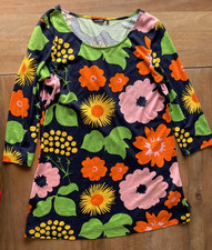 Marimekko Dress Womens Size XS Floral Sheath Long Sleeve Round Neck Kukkatori