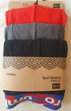 3 boxers sport rouge, gris et noir neufs taille 3/M marque Umbro