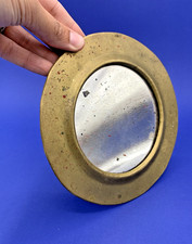Small antique mercury mirror - brass frame Ø 16.5 cm 
