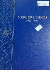 Mercury Head Dime 70 Coins 1916-1945. Incl 21 & 21D - 90% Silver Whitman Folder