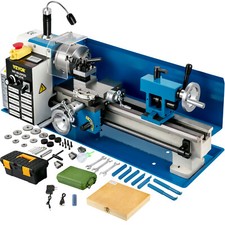 550W Mini Tour à Métaux Haute Précision Tour Métal Vitesse Réglable 180x350mm