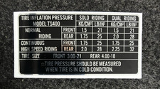 SUZUKI TS400 TIRE INFO DECAL