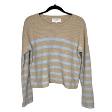La Ligne Mini Striped Toujours Cashmere Sweater in Tan Light Blue