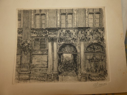 Lithographie facade hotel de - hotel,