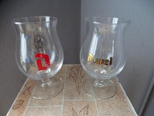 LOT OF 2 GLASSES BEER DUVEL PIED DUVELSE CHALICE BISTRO BAR