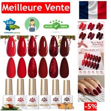 Set de 6 Vernis à Ongles UV Rouge - Effet Pailleté, Manucure Maison Éblouissante