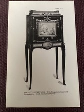 Antique 1913 Print, Louis XV Secretaire, Inlaid with Sevres Panels, French