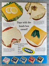 Kraft American Cheese Slices Swiss Brick Pimento Lunch 1963 Vintage Print Ad