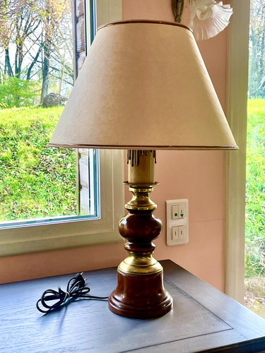 Lampe table pied bois - lampe, et