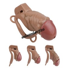 Realistic Design Male Chastity Cage Device Men Resin Lock Belt with 4 Rings 