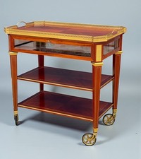 TABLE A THÉ ROULANTE  / DESSERTE / DE STYLE LOUIS XVI AVEC PLATEAU AMOVIBLE