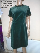 ROBE VELOURS VERT VINTAGE FAIT