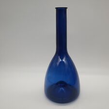 Tall Methylene Blue Flower Vase 12.25" | Thin Neck | Flask Shape