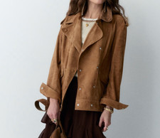 Veste en cuir marron femme