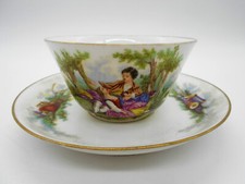 02 ) TASSE & SOUS TASSE SCENE GALANTE EN PORCELAINE DE PARIS  XIX ème