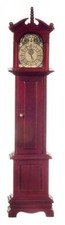 Poupées Maison Victorien Grand-Père Horloge Acajou Miniature 1:12 Meuble Hall