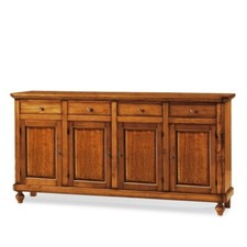Commode Dressoir Art Pauvre 4 Portes 4 Tiroirs Noyer Sombre Classique (510)