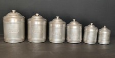 SERIES 6 ALUMINUM ART DECO ANTIQUE SPICE POTS