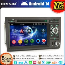 Android 14 8-Core 64GO DAB+ Autoradio GPS pour AUDI A4 S4 RS4 8E RNS-E SEAT EXEO