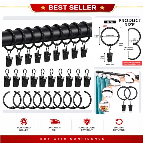 Anneaux rideaux métal - anneaux,
