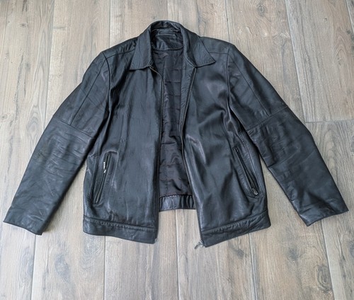 Blouson veste cuir noir - en,