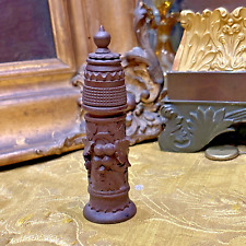 old needle holder or spool of wire carved wood st black drill epok 19th century