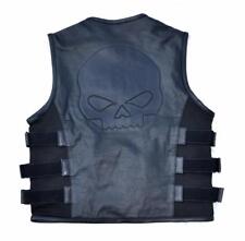 Gilet vest jacket  SKULL Tête de mort  en cuir de vachette véritable M à 3XL