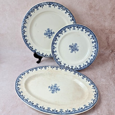 Service Ancien Rouen Bleu – Plat Vaisselle Ancienne Terre de Fer L.G. – Faïence