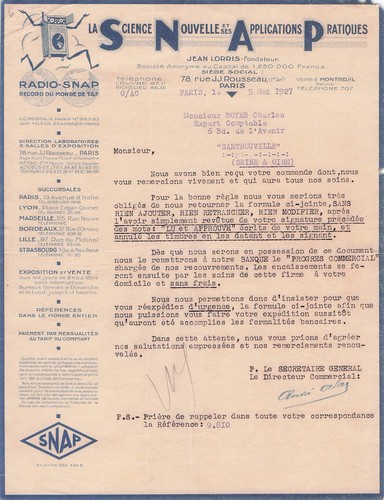 Paris radio snap 1927 tsf - 75,