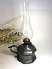 Pewter kerosene lamp - MA engraving - wick present