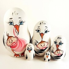 Russian Doll - Stork with Baby