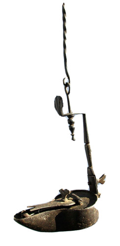 Lampe huile fer forge - forge, verrou