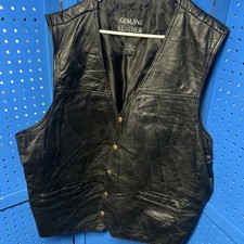 Navarre Leather Company Vest Mens Size 3XL Snap Up Biker Moto Y2K Vintage Black