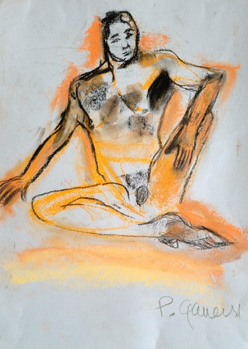 P.Ganem Dessin fusain nu