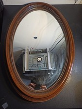 Ancien Miroir Oval en bois
