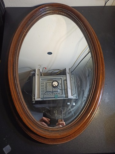 Ancien miroir oval bois - ancien,