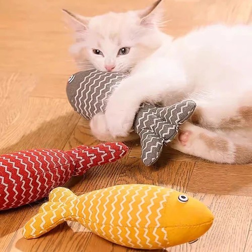 Jouet chat poisson peluche - chat,
