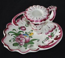 Ancien bougeoir CH Henri Chaumeil VIEUX STRASBOURG Faïence Desvres FRANCE